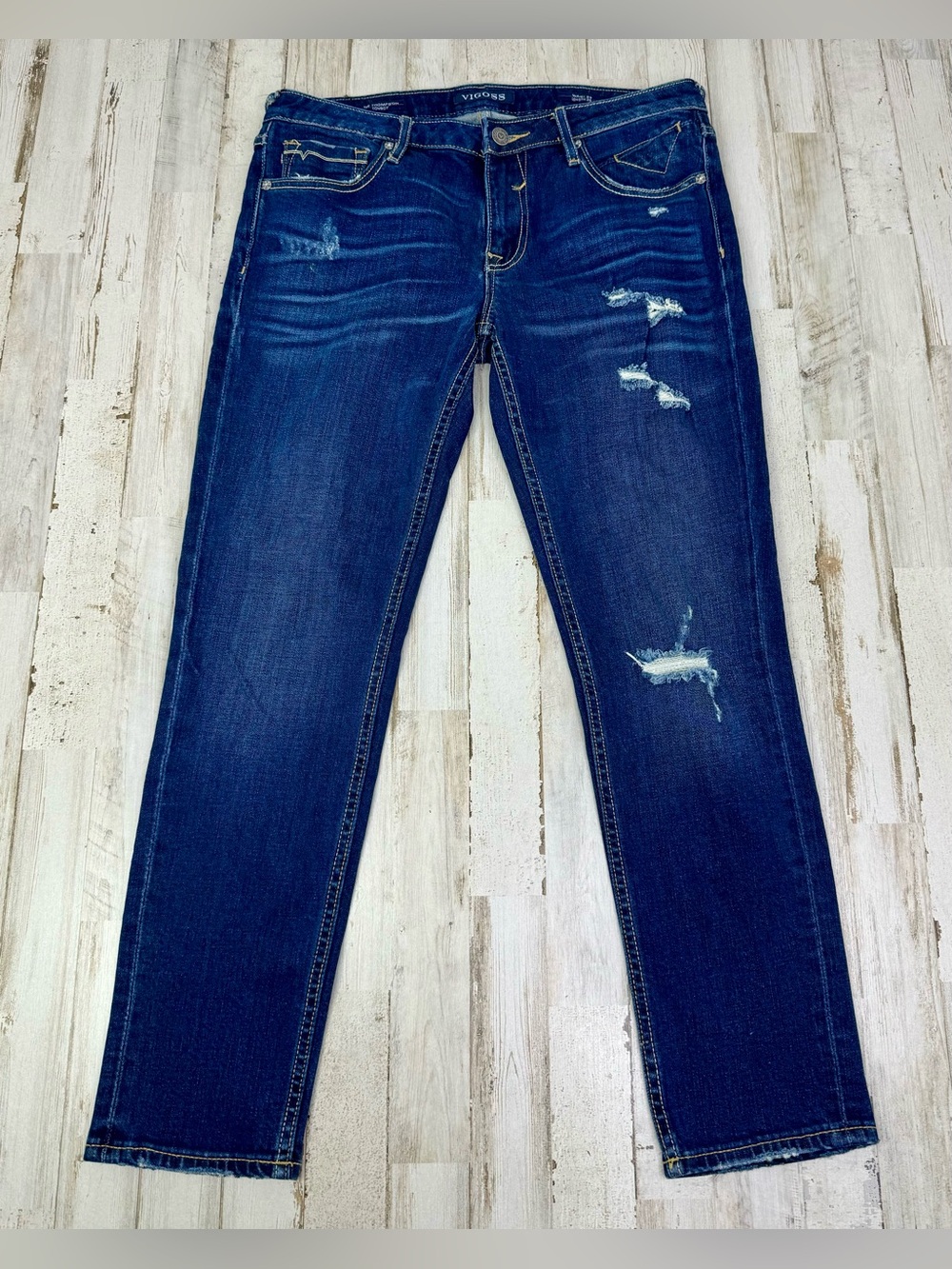VIGOSS The Thompson Tomboy Jeans Women’s 30x27 Blue Wash Stretch Denim